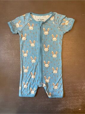 18-24m Little One Shop Bamboo Shorty Zip Romper in Garden Bunny
